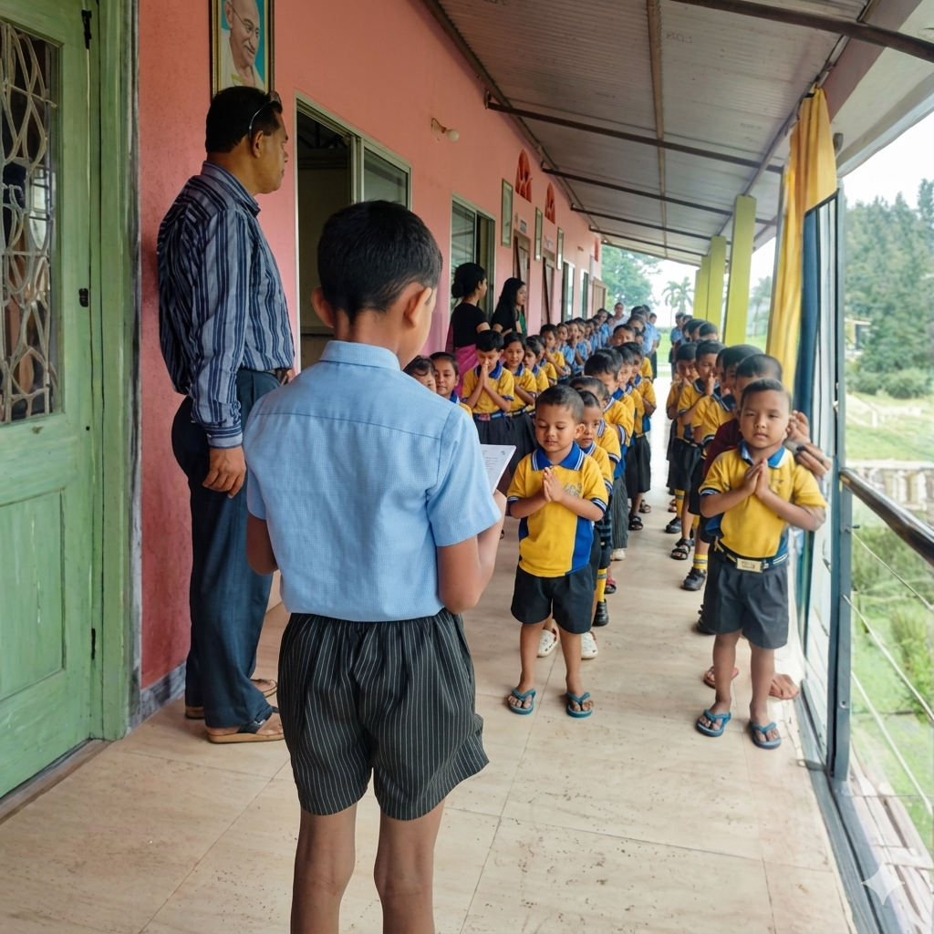 Morning assembly at St. Peter's English School