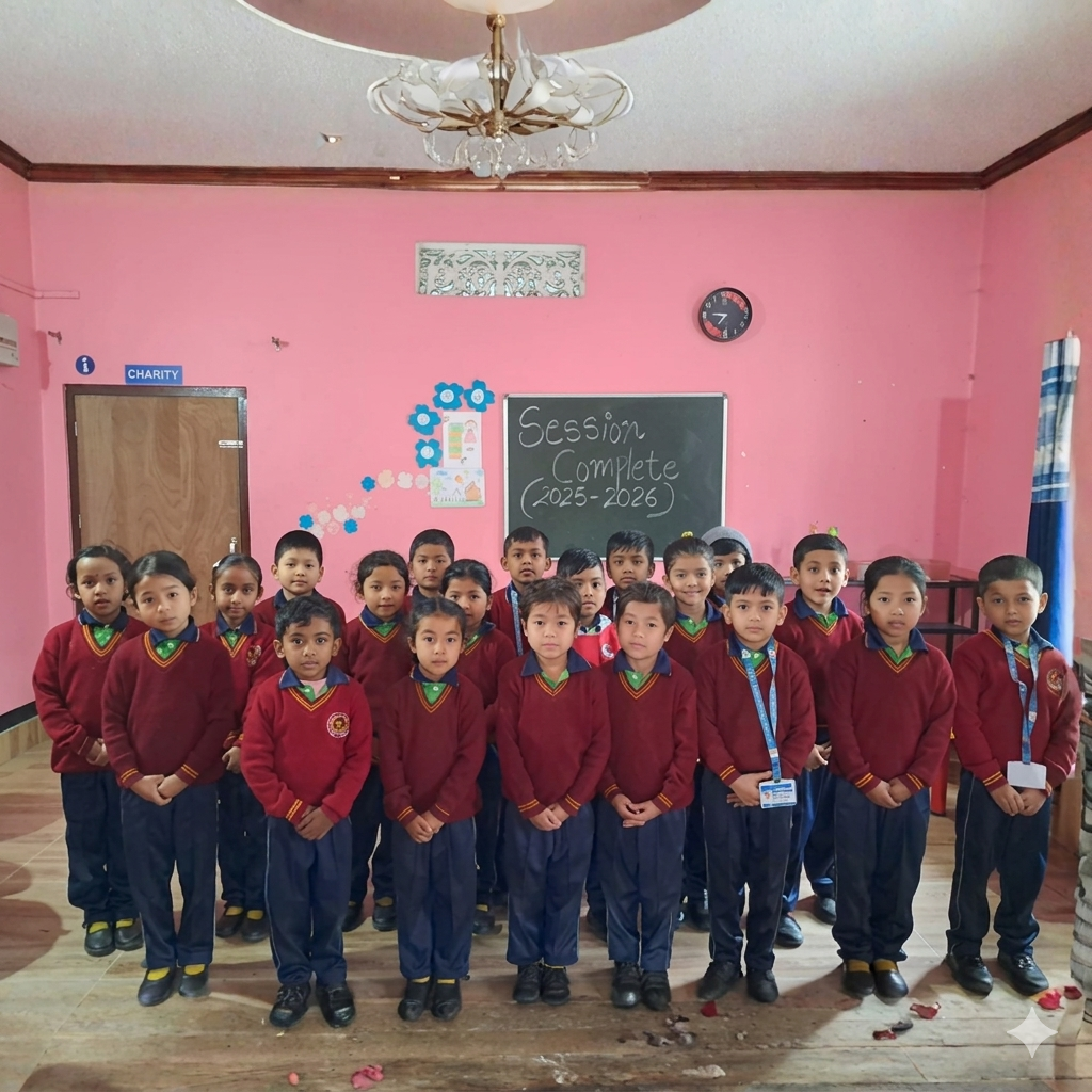 Students of St. Peter's English School posing together